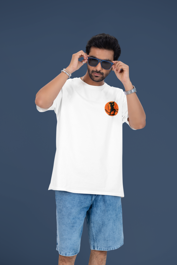 oversized t shirt mockup featuring a man putting on his sunglasses in a studio m53043 (3)