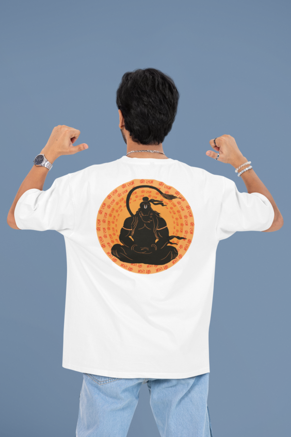 back view mockup featuring a man pointing at his oversized t shirt m53038 (7)