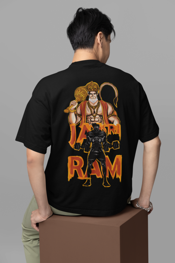 back view oversized tee mockup of a man sitting on a customizable cube m38922 (2)