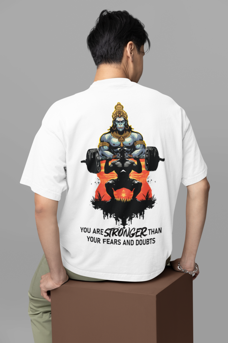 back view oversized tee mockup of a man sitting on a customizable cube m38922 (4)