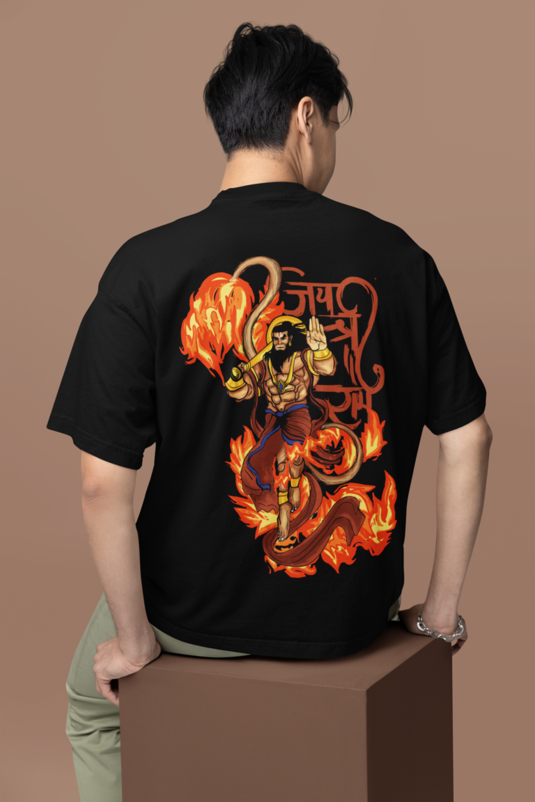 back view oversized tee mockup of a man sitting on a customizable cube m38922 (9)
