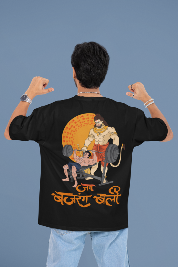 back view mockup featuring a man pointing at his oversized t shirt m53038 (25)