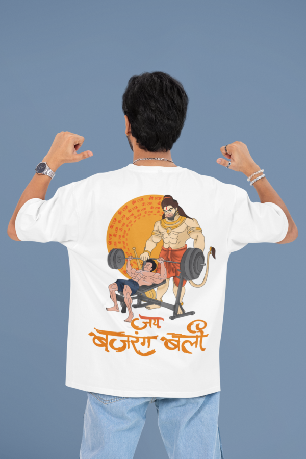 back view mockup featuring a man pointing at his oversized t shirt m53038 (26)