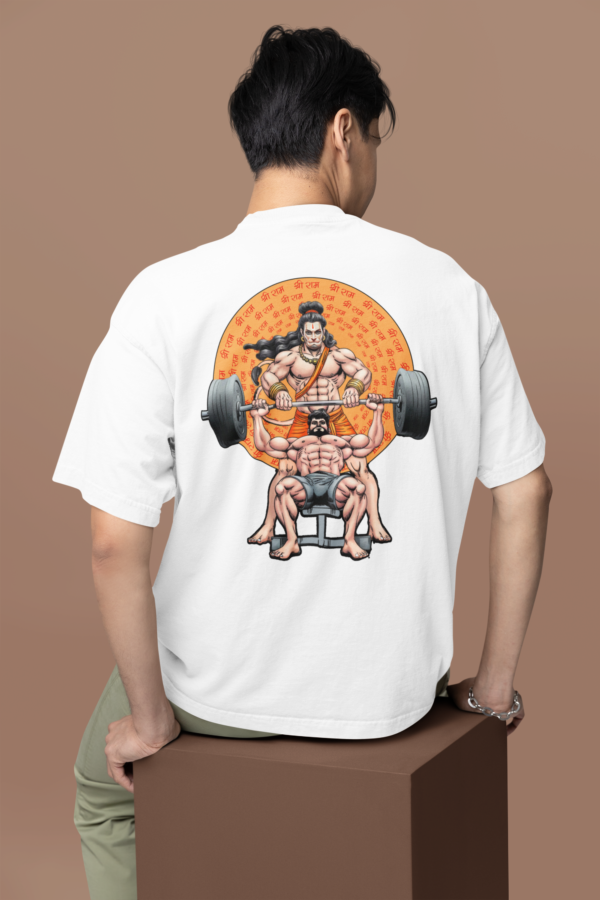 back view oversized tee mockup of a man sitting on a customizable cube m38922 (1)